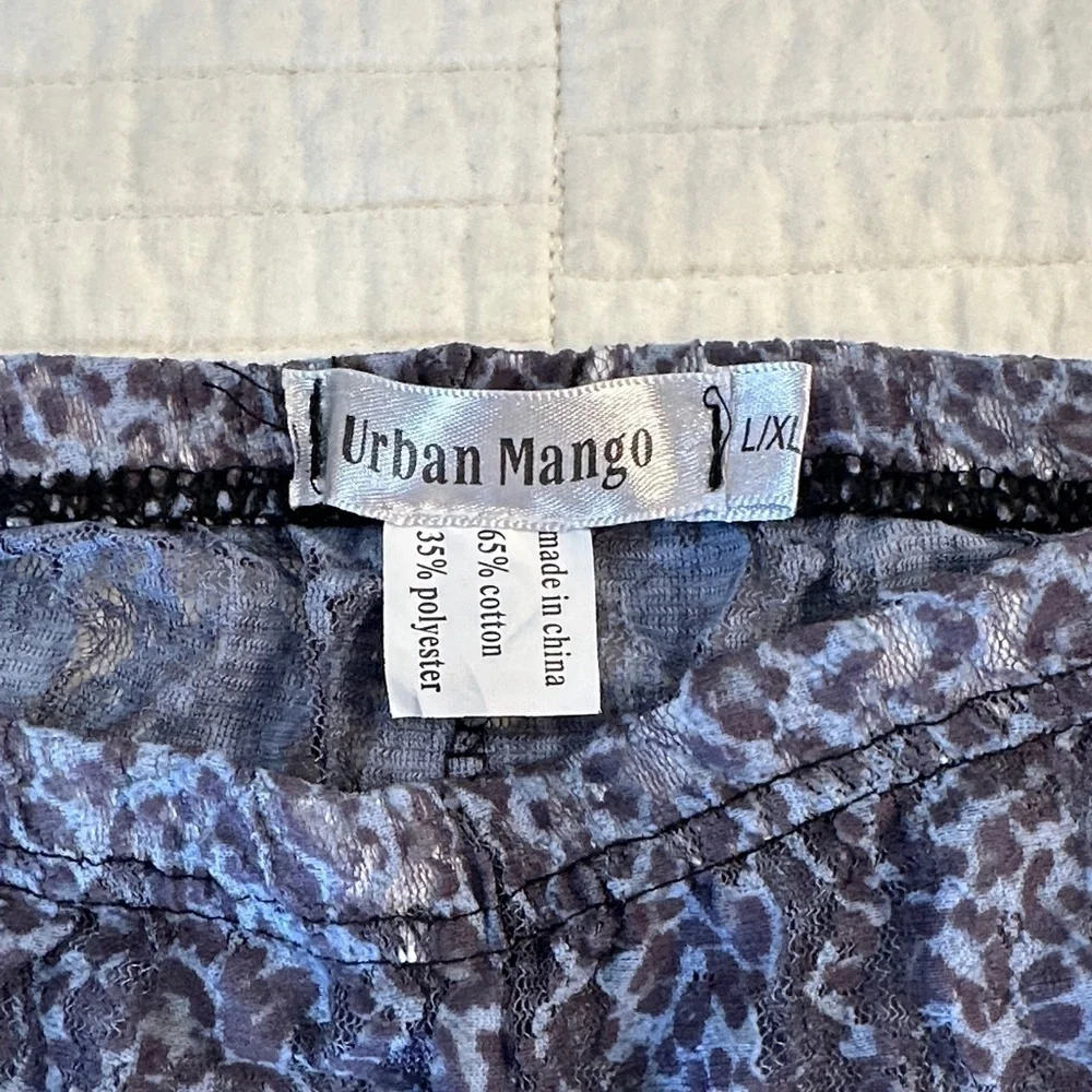 Leopard Print Lace L/XL See Through Pants Leggings Slate Gray